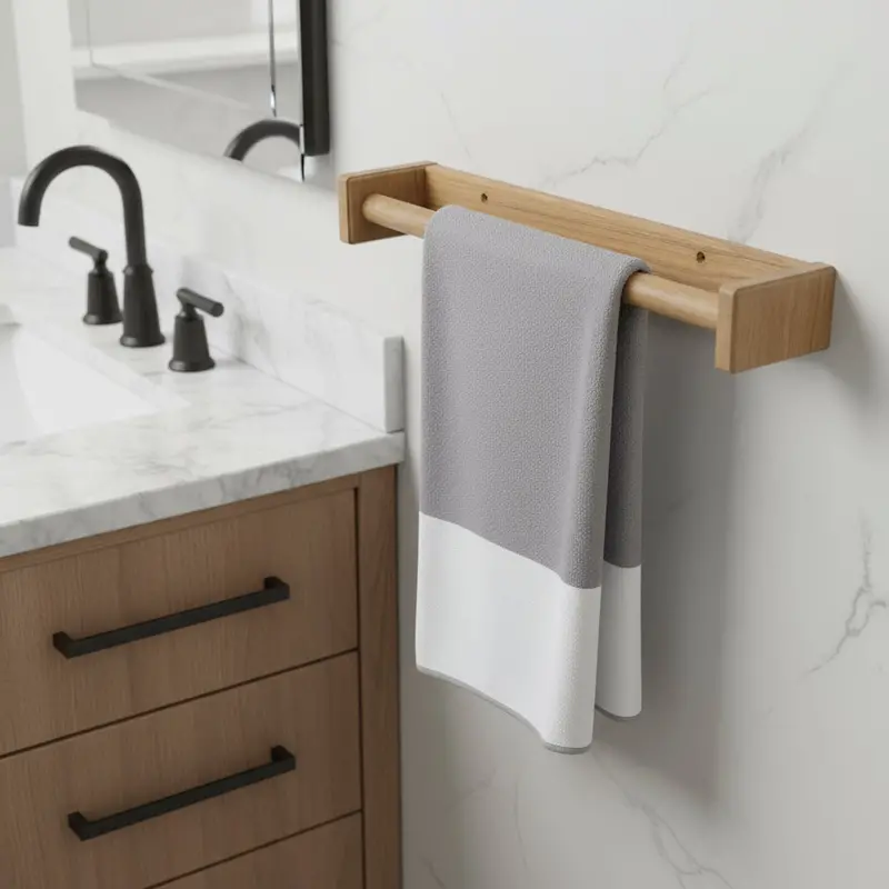 16" Traditional Solid Teak Towel Bar 1