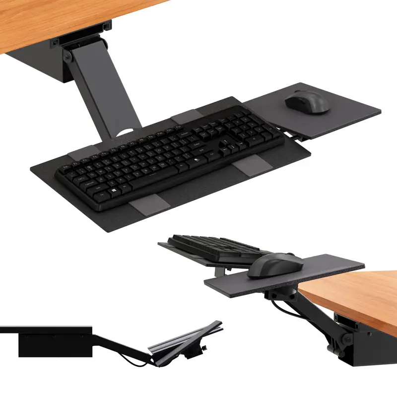 Black Ergonomic Under Desk Pull Out Keyboard Sit Or Stand Tray 1