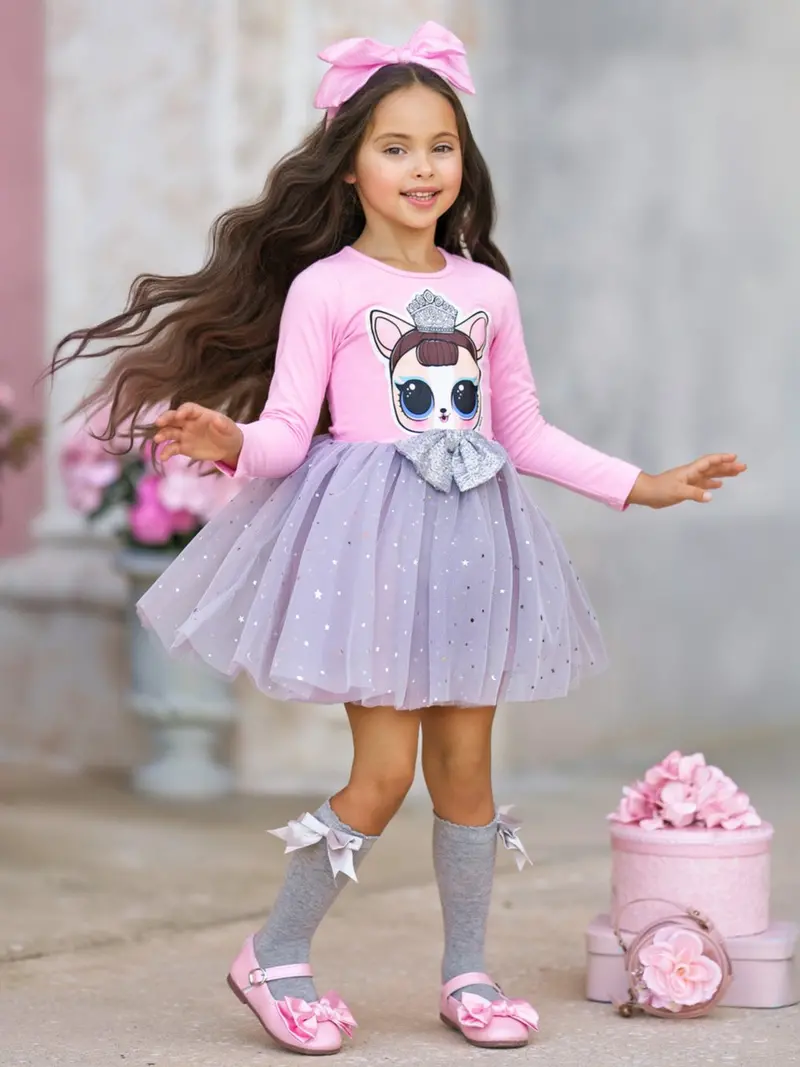 Mia Belle Girls L.O.L. Surprise! Miss Puppy Long Sleeved Glitter Tutu Dress 1