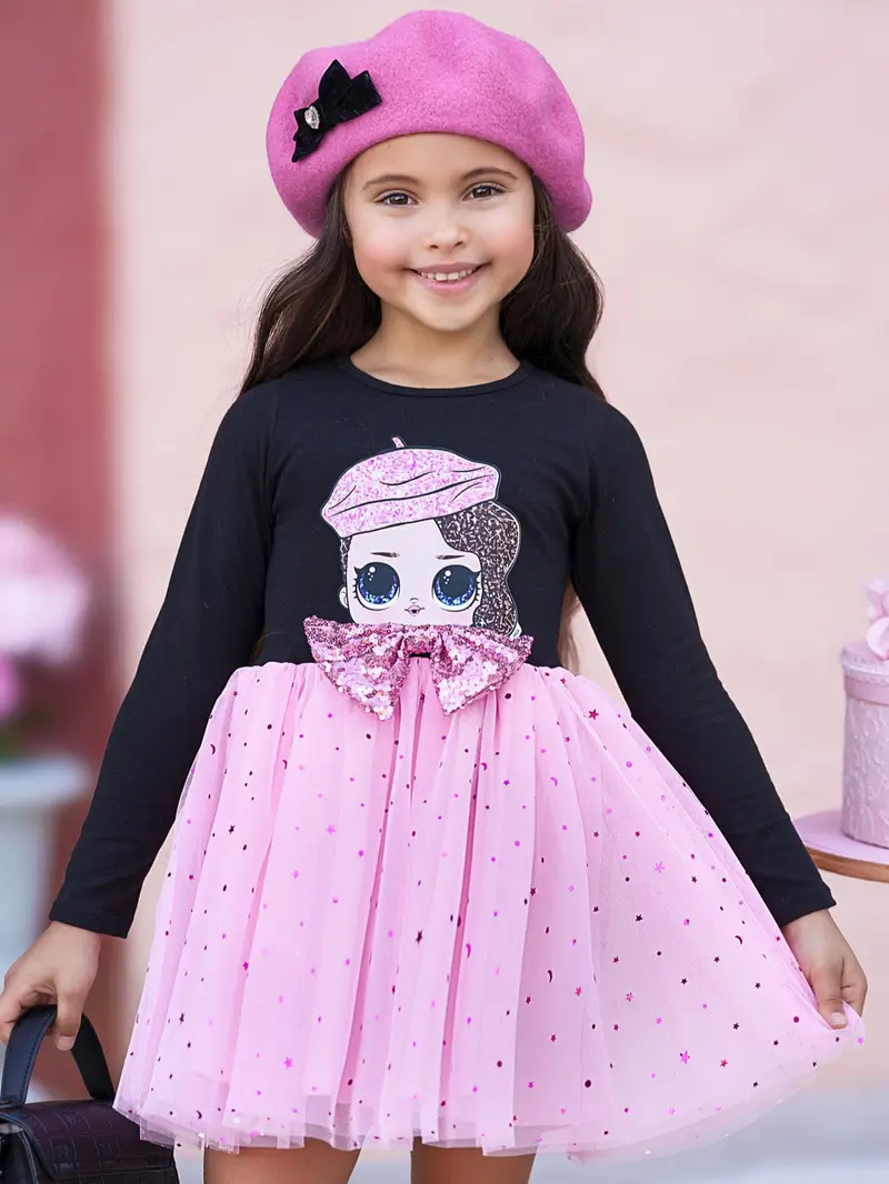 Mia Belle Girls L.O.L. Surprise! Posh Long Sleeved Glitter Tutu Dress 1