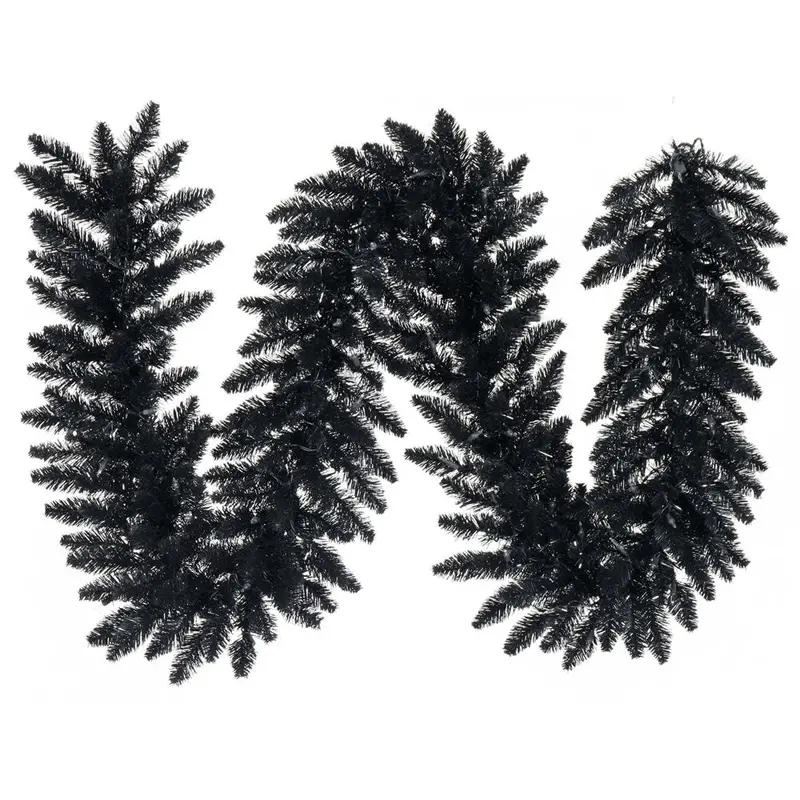 Perfect Holiday 9' X 10" Canadian Pine Garland In Black 1