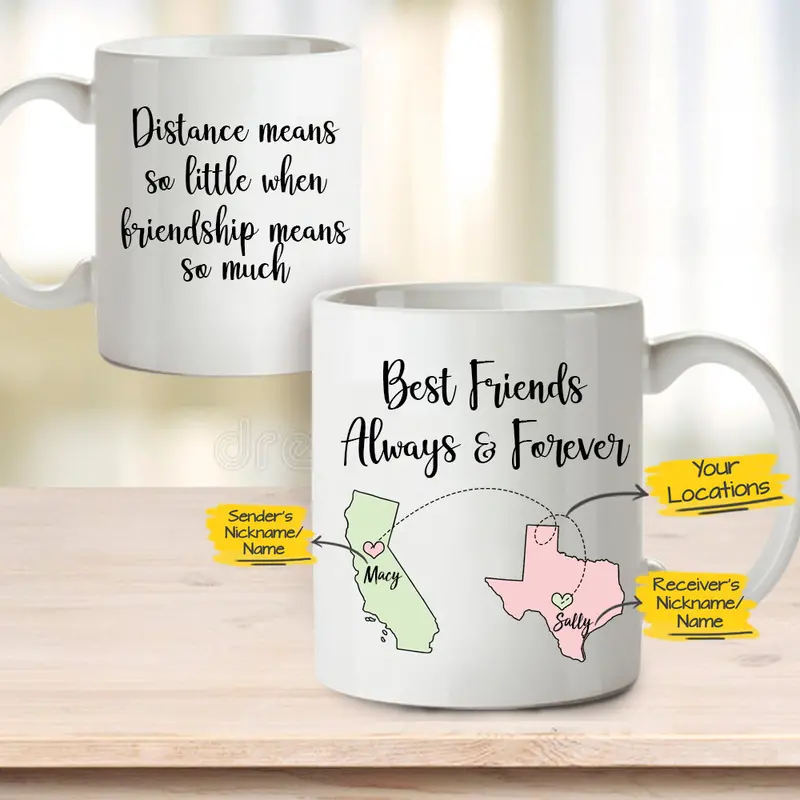 Personalized Best Friend Birthday Gifts Coffee Mug Long Distance Relationship - Always & Forever 1