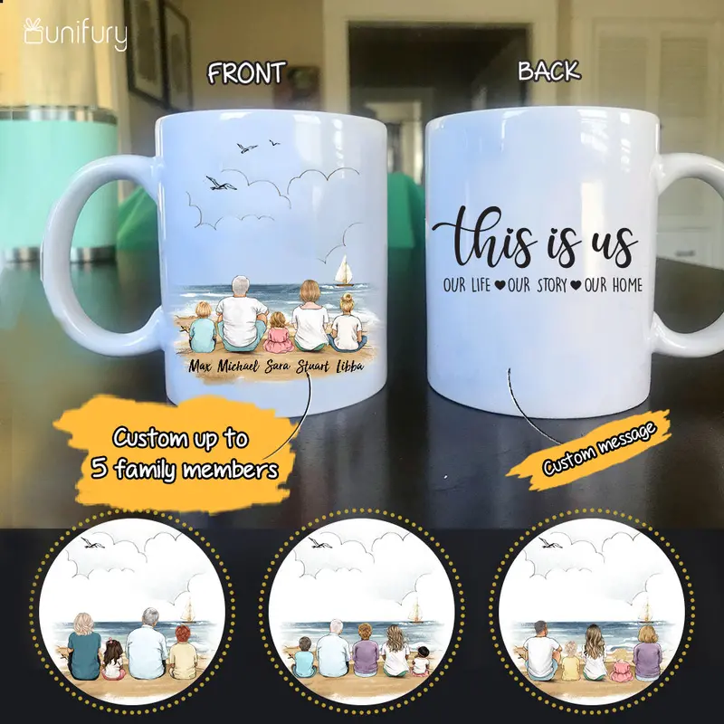 Personalized Gifts For The Whole Family Coffee Mug - Up To 5 People - Custom Message - Beach - 2426 1