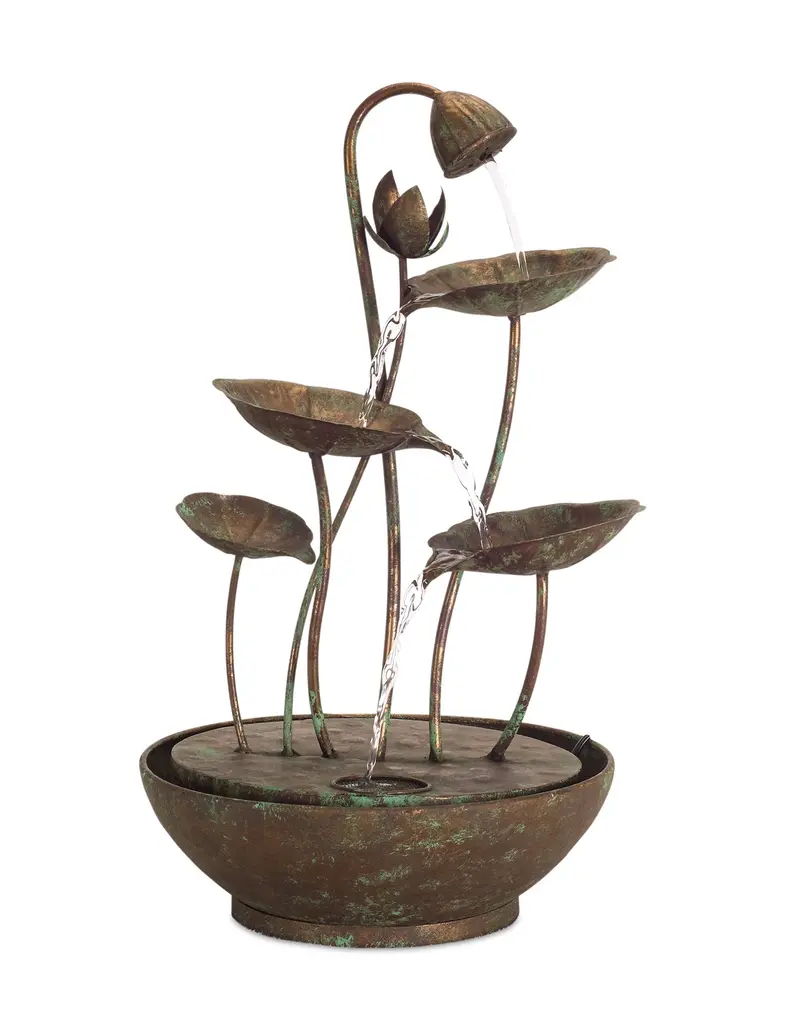 Rustic Metal Lotus Leaf Fountain 19.5"H 1