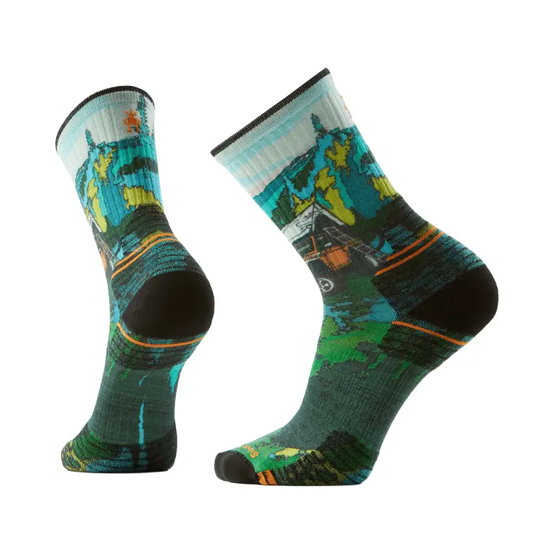 Socks Smartwool Hike Targeted Cushion Trail Trekker Print - Winter Moss 1