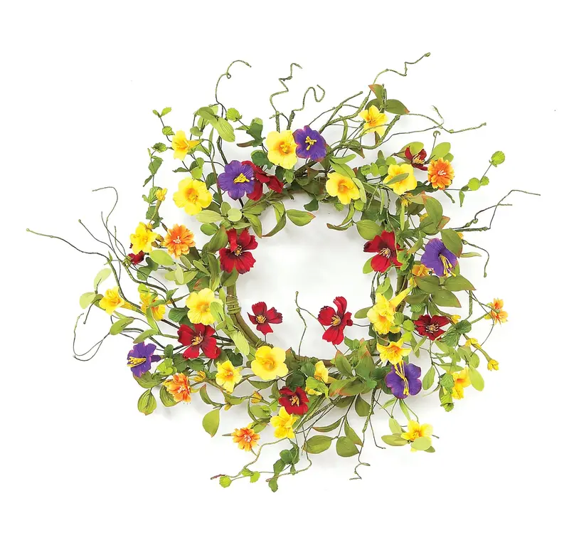 Summer Garden Trumpet Wreath 20"D 1